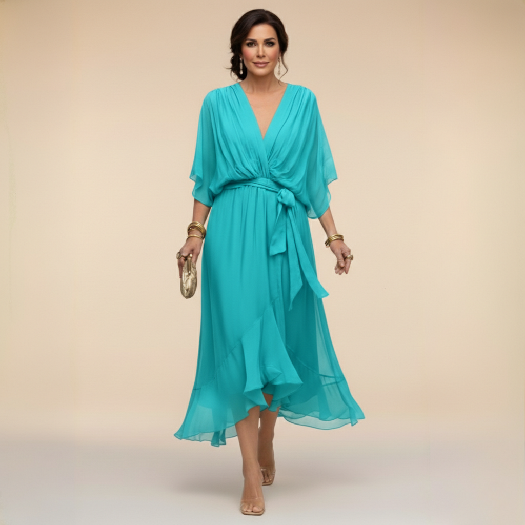 Monica - Vestido ligero estilo gasa con escote en V para Mujer