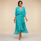 Monica - Vestido ligero estilo gasa con escote en V para Mujer