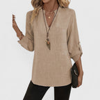 Jennifer - Elegante Blusa de Manga Larga con Cuello en V