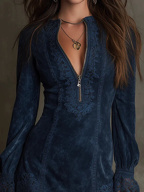 Brisa - Mini Vestido de Ante con Encaje