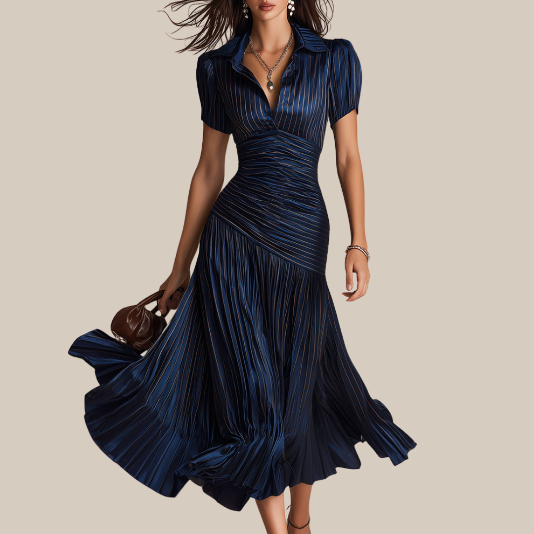 LUCIA | Vestido midi de rayas retro