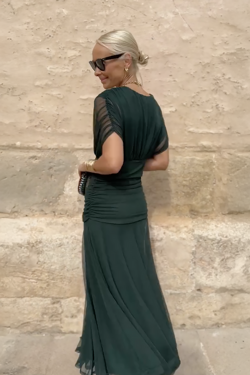 ALMA - VESTIDO LARGO CON CUELLO EN V PARA MUJER