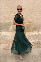 ALMA - VESTIDO LARGO CON CUELLO EN V PARA MUJER