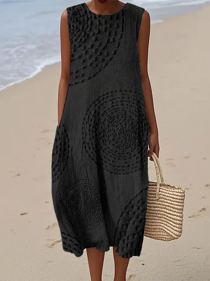 Vestido Largo sin Mangas con Patrón Texturizado