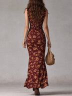 Maya™ | Vestido maxi boho retro con mangas fluidas y abertura lateral para Mujer