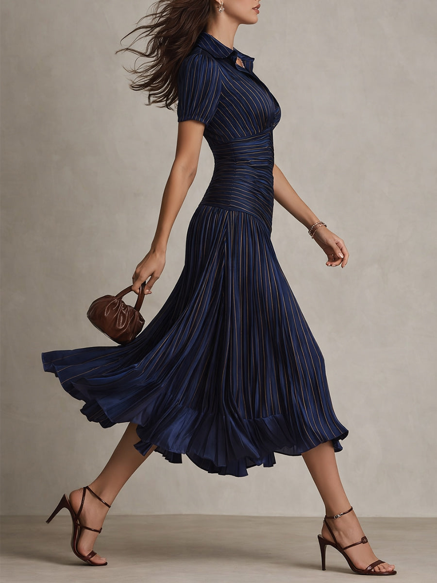 LUCIA | Vestido midi de rayas retro
