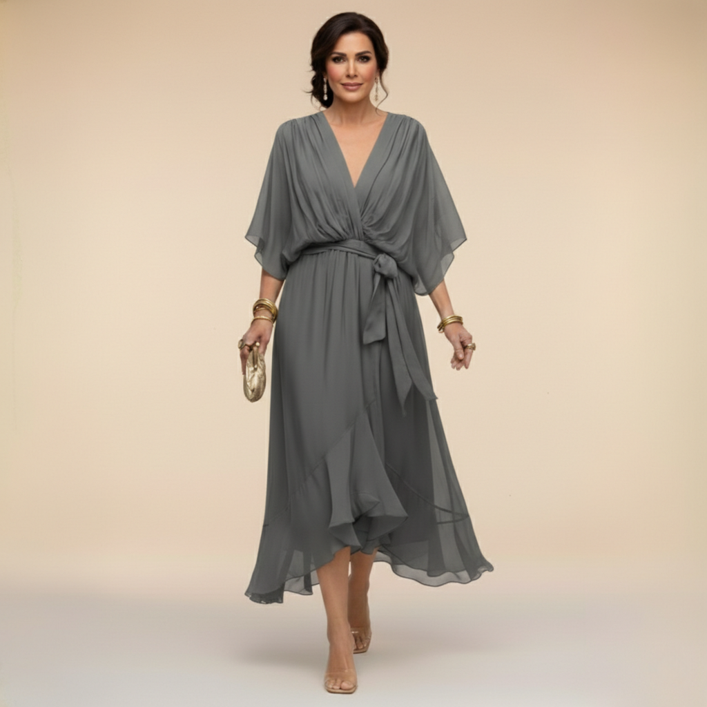 Monica - Vestido ligero estilo gasa con escote en V para Mujer