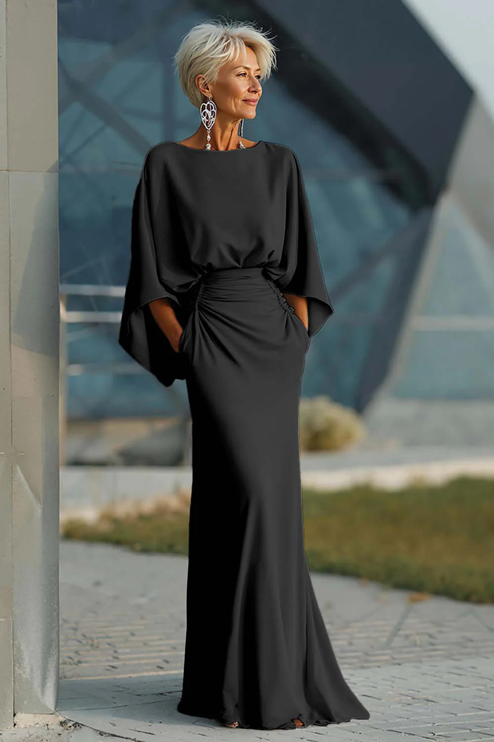 Clara | Elegant V-neck backless sleeve dress