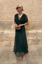 ALMA - VESTIDO LARGO CON CUELLO EN V PARA MUJER