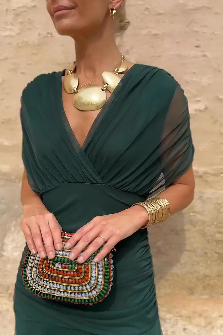 ALMA - VESTIDO LARGO CON CUELLO EN V PARA MUJER