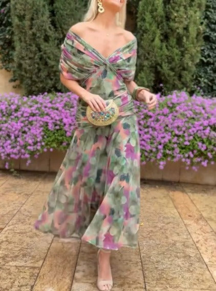 ALMA - VESTIDO LARGO CON CUELLO EN V PARA MUJER