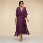 Monica - Vestido ligero estilo gasa con escote en V para Mujer