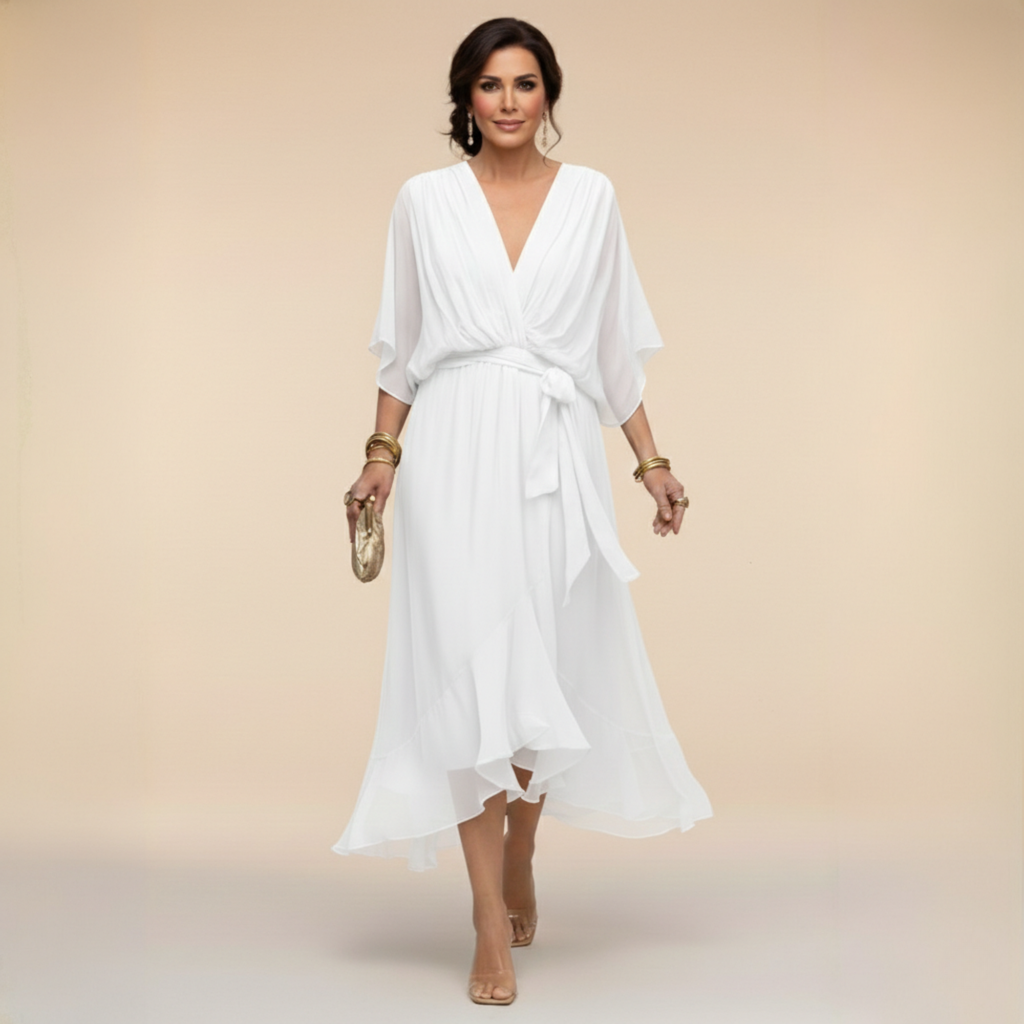 Monica - Vestido ligero estilo gasa con escote en V para Mujer