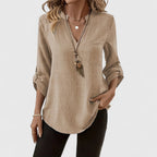 Jennifer - Elegante Blusa de Manga Larga con Cuello en V