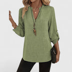 Jennifer - Elegante Blusa de Manga Larga con Cuello en V