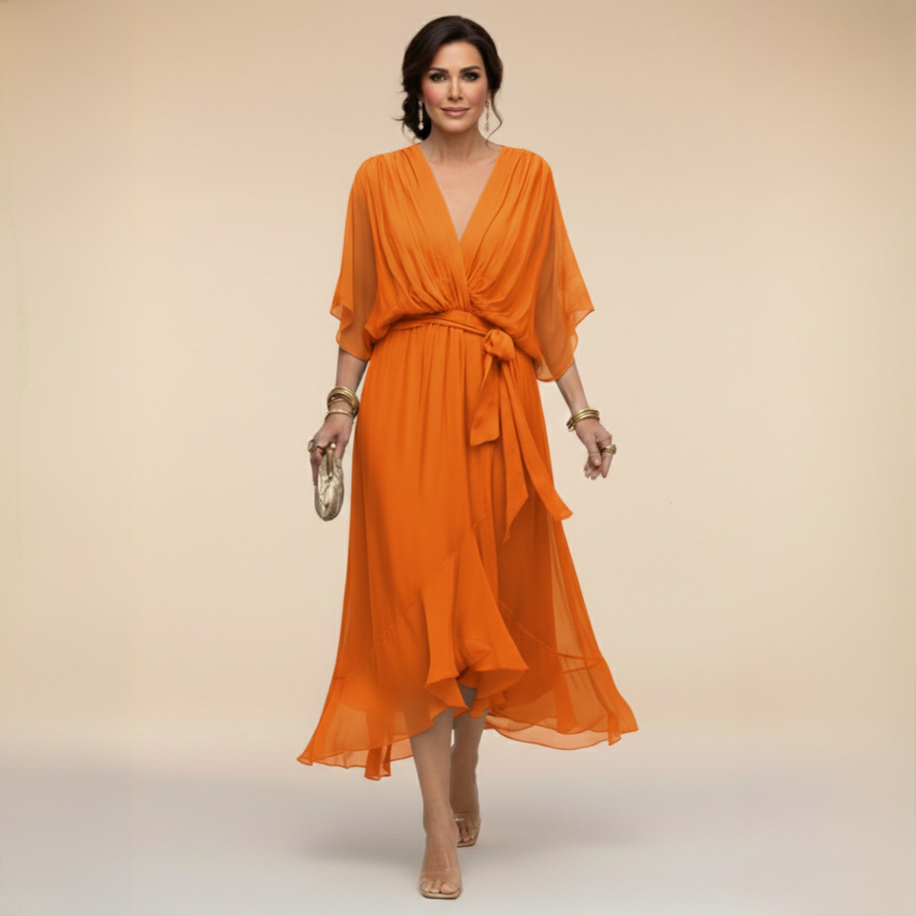Monica - Vestido ligero estilo gasa con escote en V para Mujer
