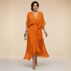 Monica - Vestido ligero estilo gasa con escote en V para Mujer