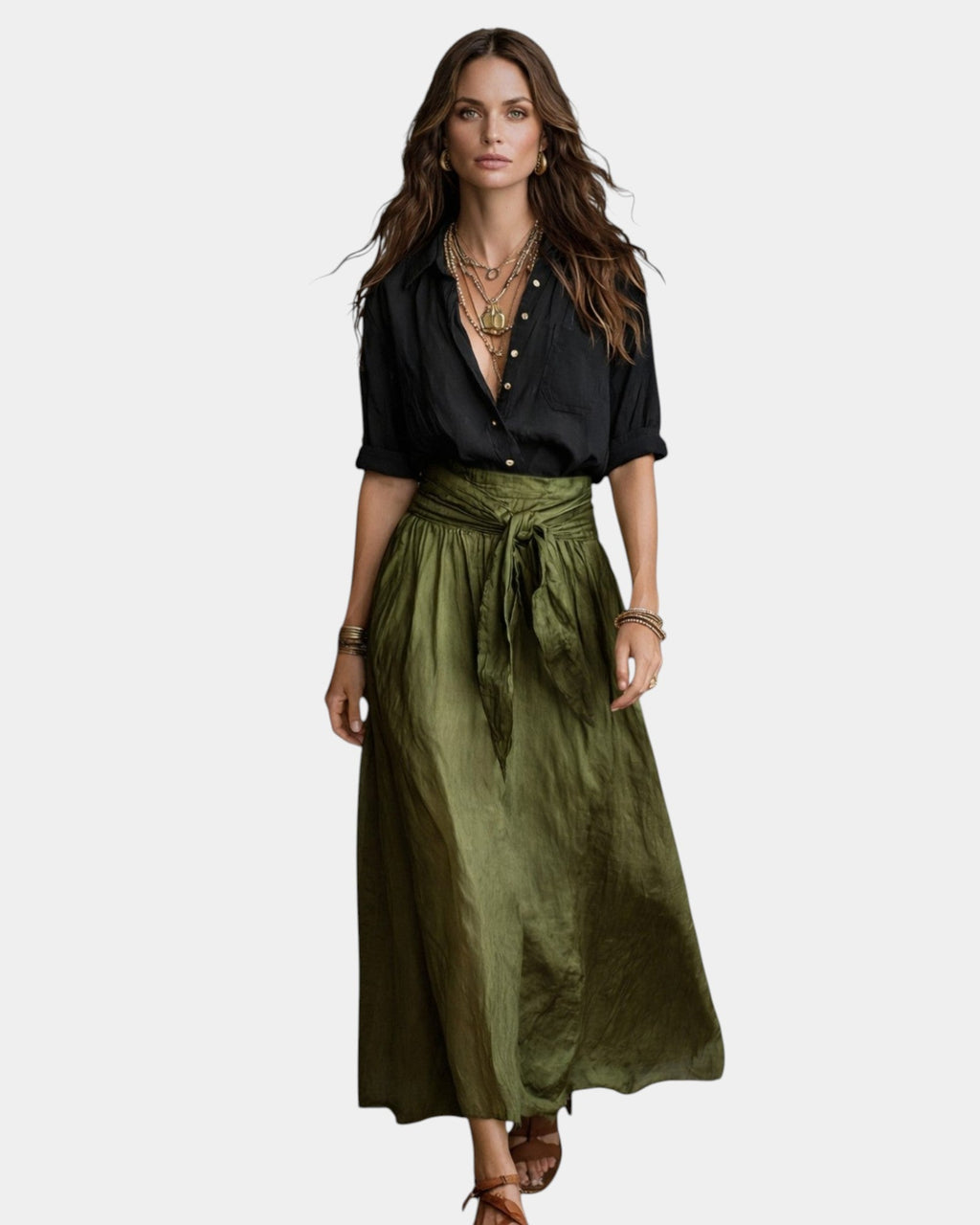 Dione | Falda midi + blusa negra de regalo