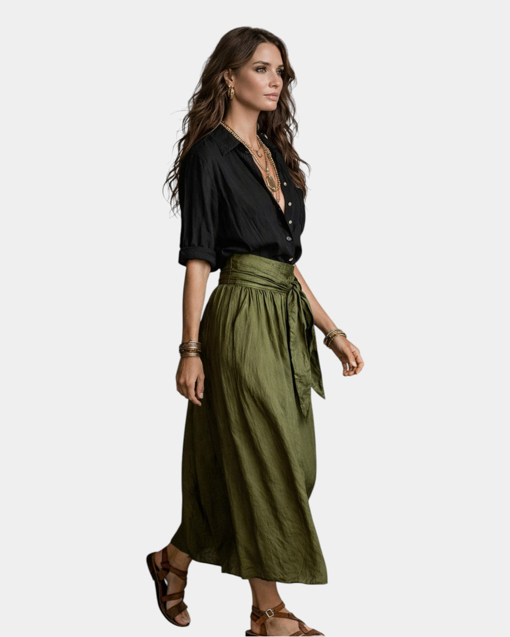 Dione | Falda midi + blusa negra de regalo