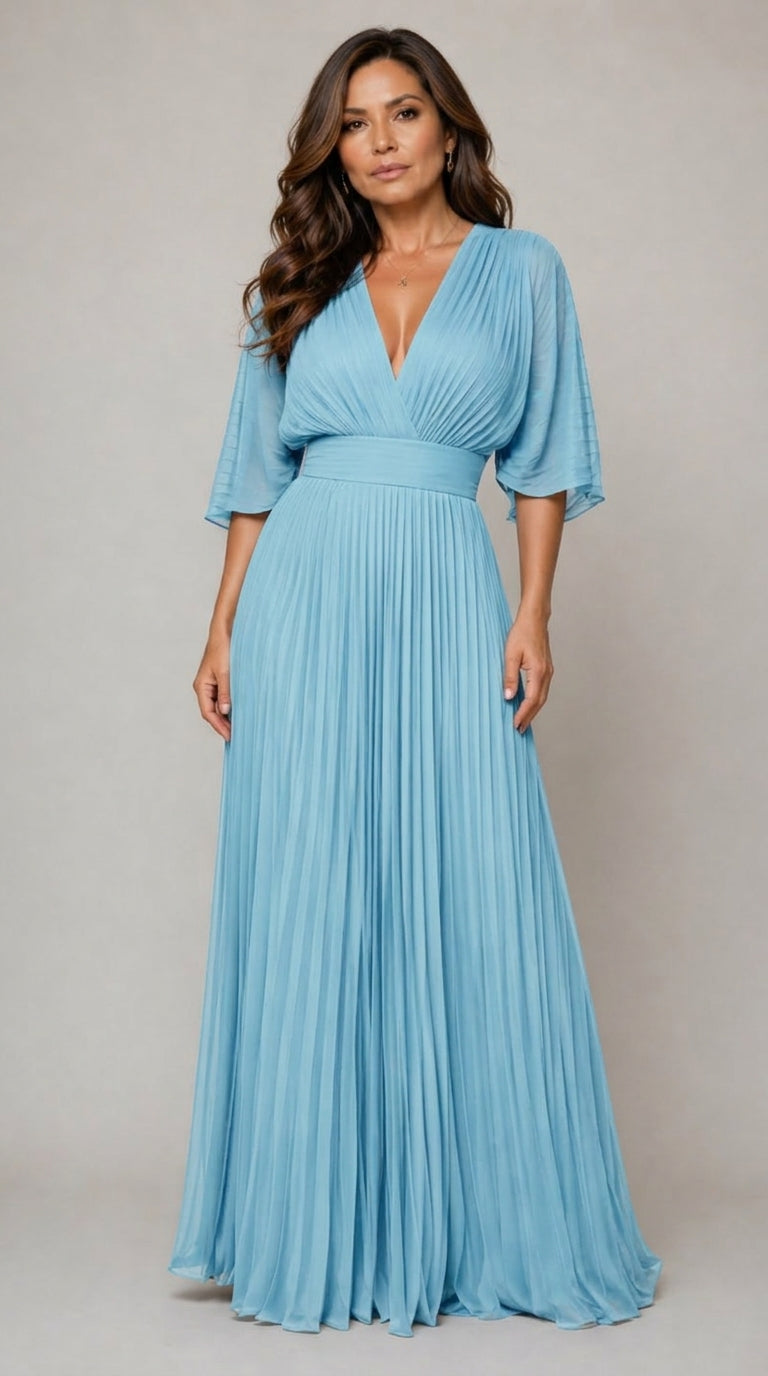 Alexa™ | Vestido Elegante Escote Profundo Plisado