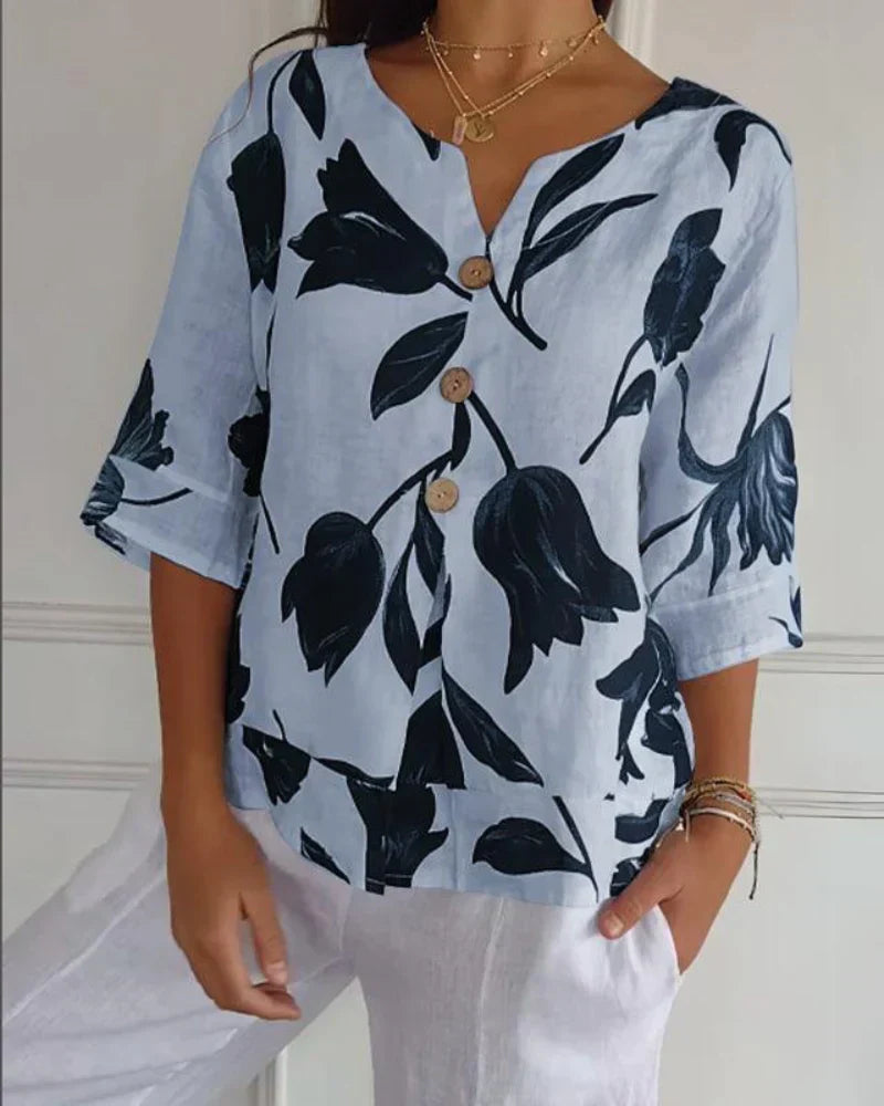 Azucena | Blusa informal con estampado de flores