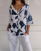 Azucena | Blusa informal con estampado de flores