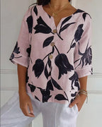 Azucena | Blusa informal con estampado de flores