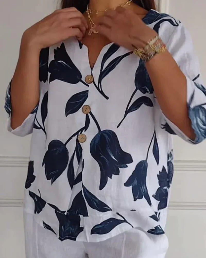 Azucena | Blusa informal con estampado de flores