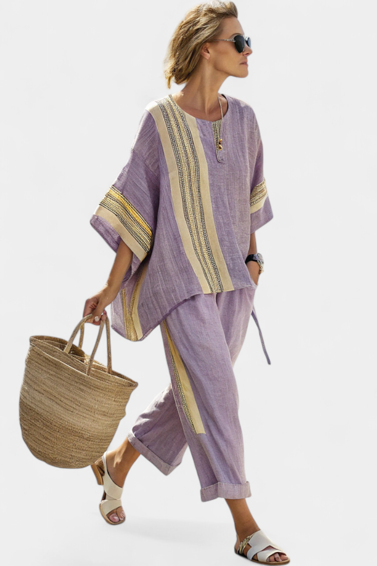 Mirthe | Conjunto aireado de dos piezas con rayas y corte oversize