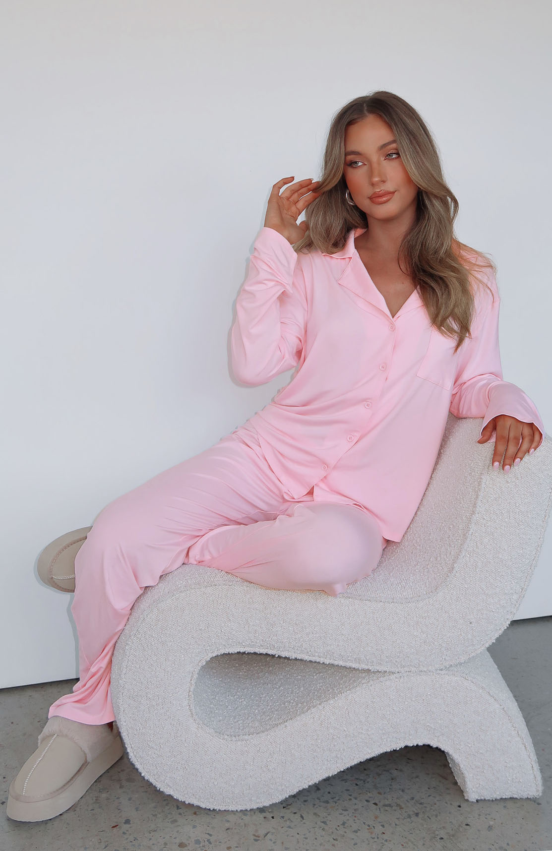 Valentina™ | Conjunto de pijama satinado color rosa