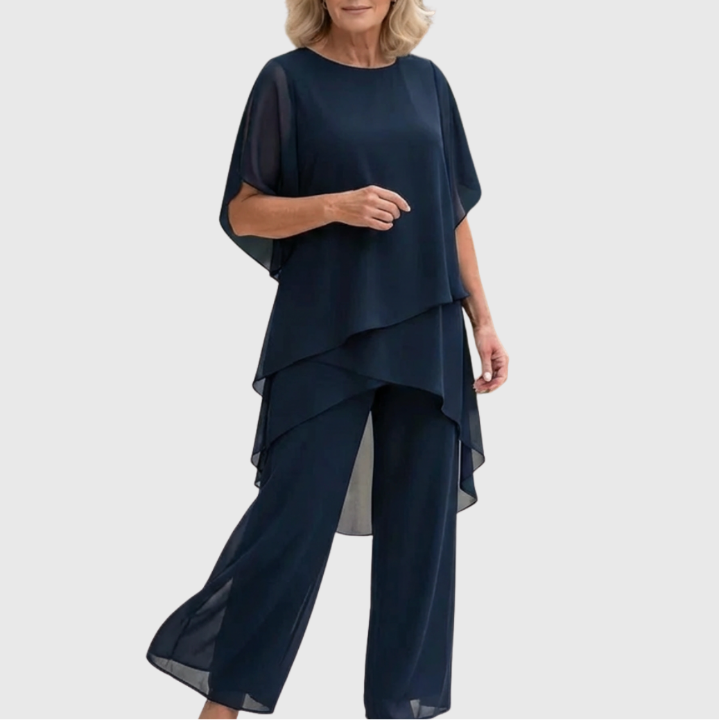 Linda | Conjunto con pantalón palazzo drapeado