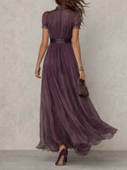 Flavia -  Vestido largo violeta con escote en forma de llave para Mujer