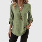 Jennifer - Elegante Blusa de Manga Larga con Cuello en V