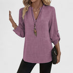 Jennifer - Elegante Blusa de Manga Larga con Cuello en V