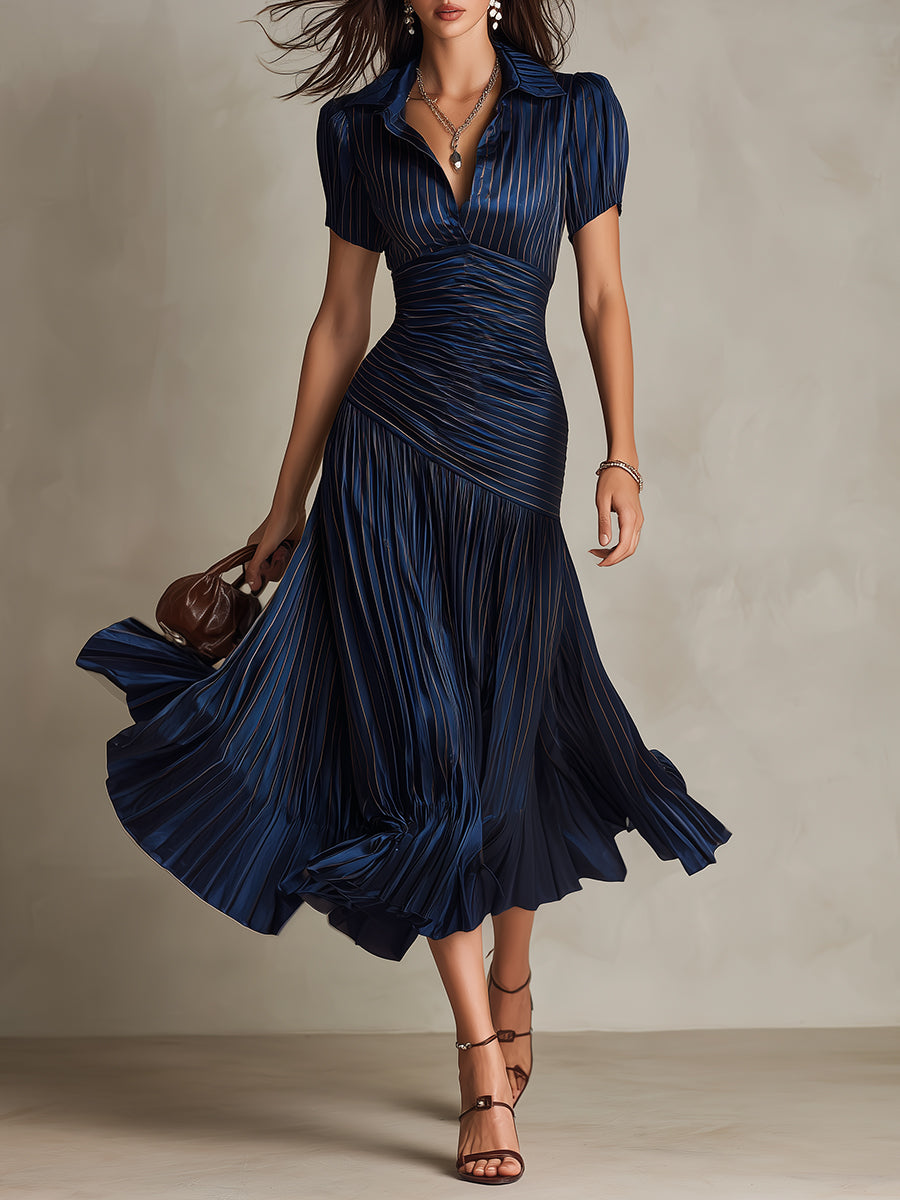 LUCIA | Vestido midi de rayas retro