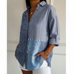 Luna | Camisa con Parche de Mosaico Azul