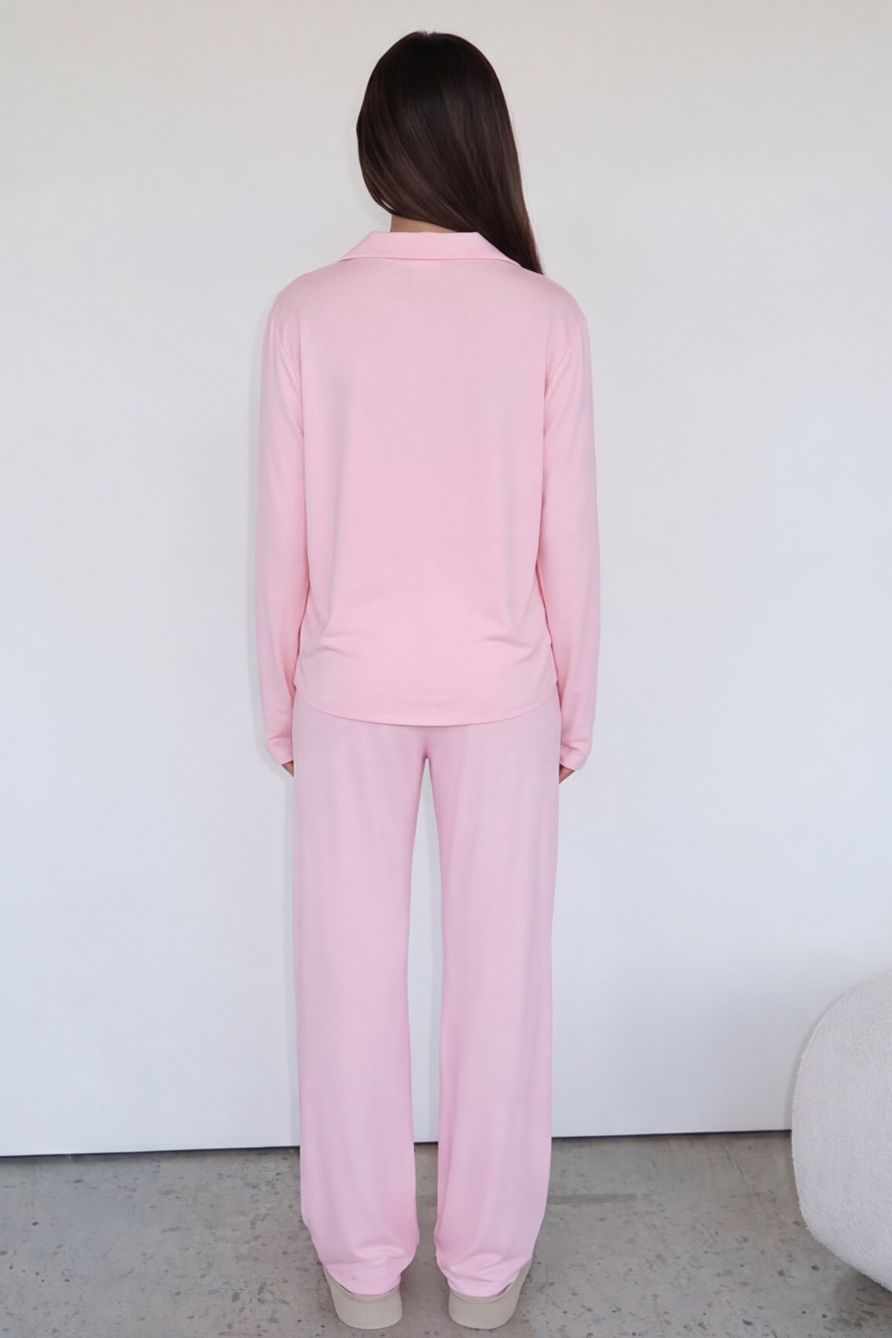 Valentina™ | Conjunto de pijama satinado color rosa