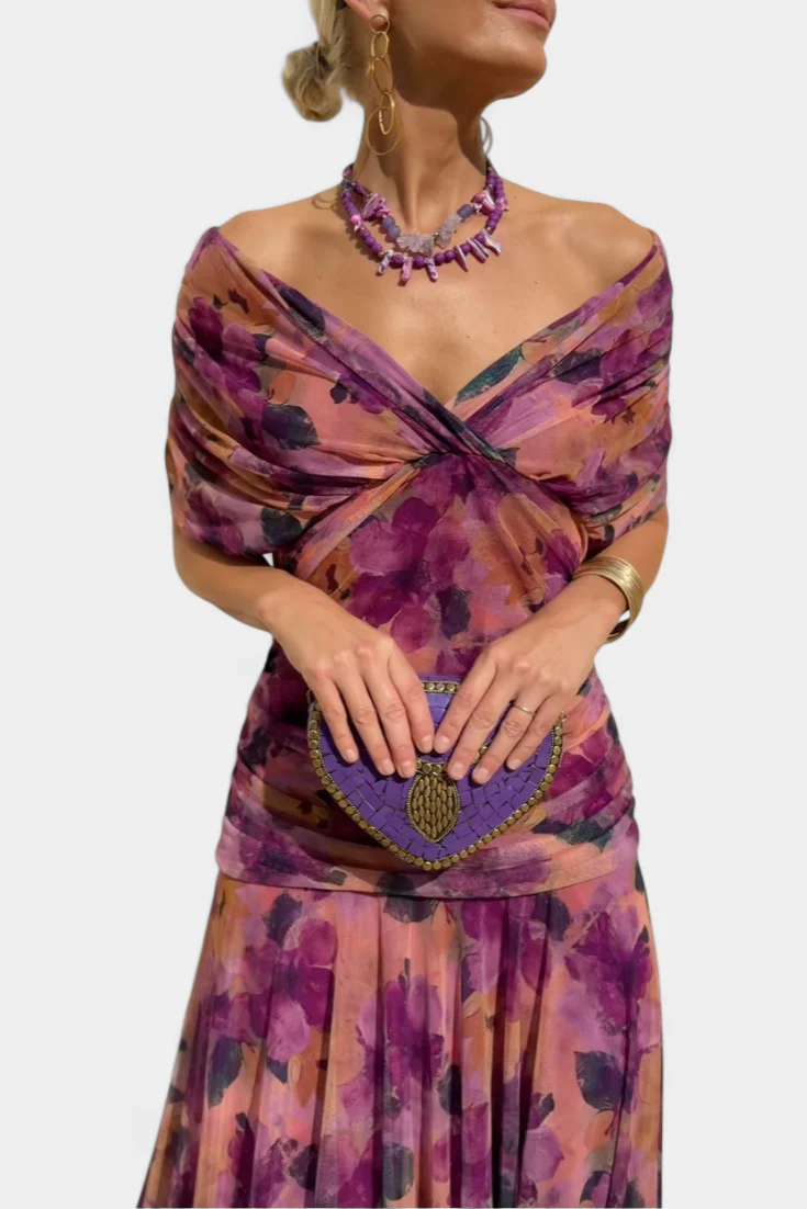 ALMA - VESTIDO LARGO CON CUELLO EN V PARA MUJER