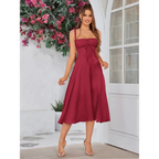 Vestido Midi Tipo Bandage con Escote de Corazón y Busto Acolchado