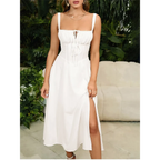 Vestido Midi Tipo Bandage con Escote de Corazón y Busto Acolchado
