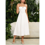 Vestido Midi Tipo Bandage con Escote de Corazón y Busto Acolchado
