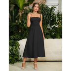 Vestido Midi Tipo Bandage con Escote de Corazón y Busto Acolchado