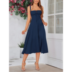 Vestido Midi Tipo Bandage con Escote de Corazón y Busto Acolchado
