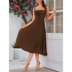 Vestido Midi Tipo Bandage con Escote de Corazón y Busto Acolchado