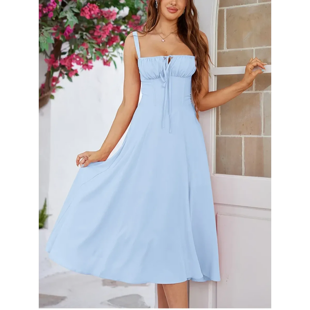 Vestido Midi Tipo Bandage con Escote de Corazón y Busto Acolchado