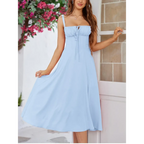 Vestido Midi Tipo Bandage con Escote de Corazón y Busto Acolchado