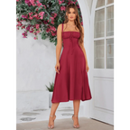 Vestido Midi Tipo Bandage con Escote de Corazón y Busto Acolchado