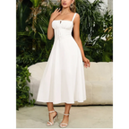 Vestido Midi Tipo Bandage con Escote de Corazón y Busto Acolchado