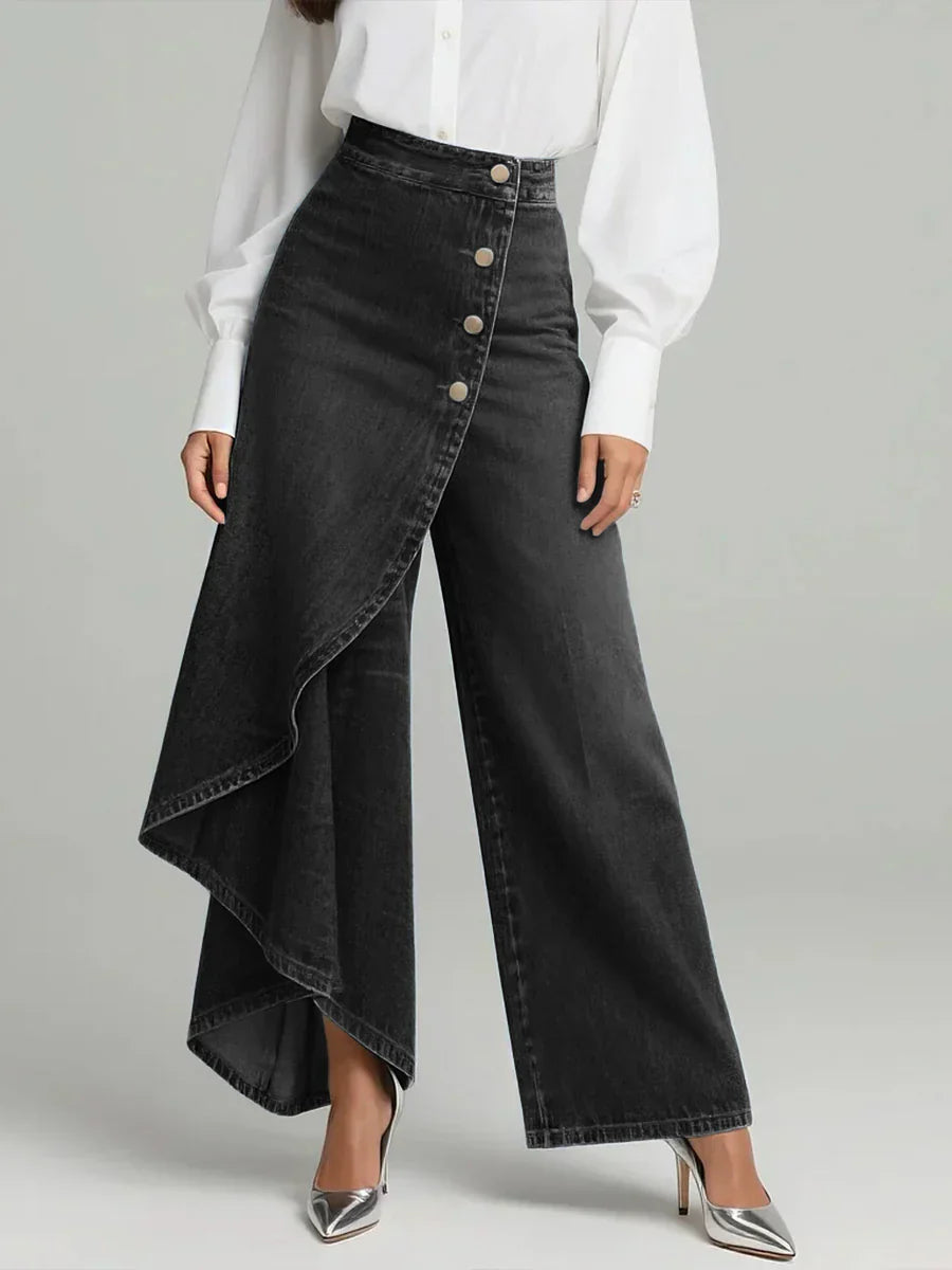 Zynera™ – Jeans de Talle Alto y Pierna Ancha