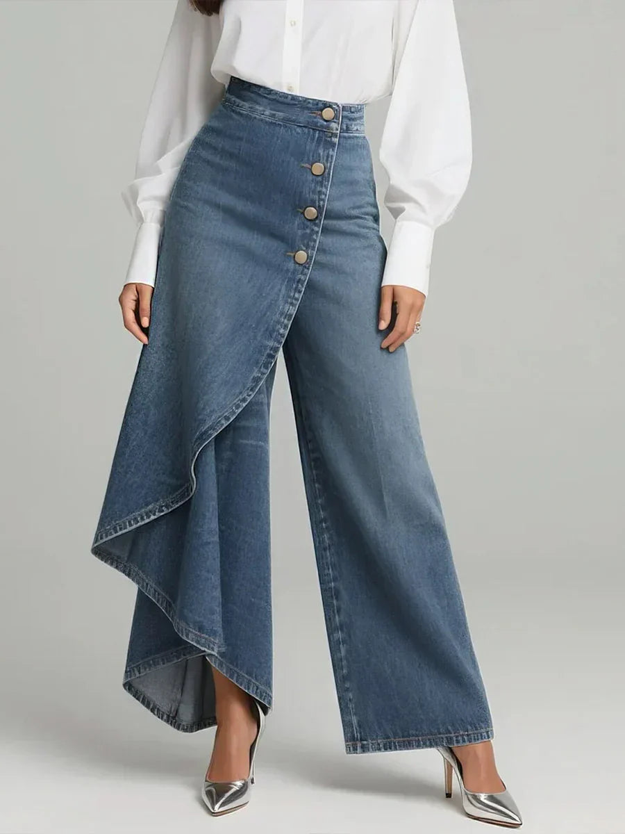Zynera™ – Jeans de Talle Alto y Pierna Ancha